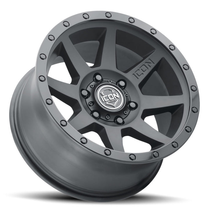 ICON Rebound 18x9 6x5.5 0mm Offset 5in BS 106.1mm Bore Double Black Wheel - Bull Strap