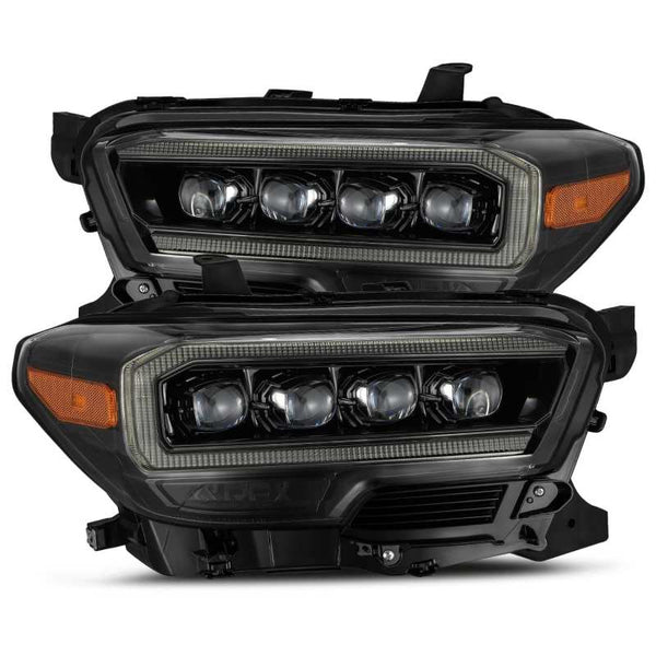 AlphaRex 16-20 Toyota Tacoma NOVA LED Projector Headlight Plank Style Alpha Black w/Activation Light - Bull Strap