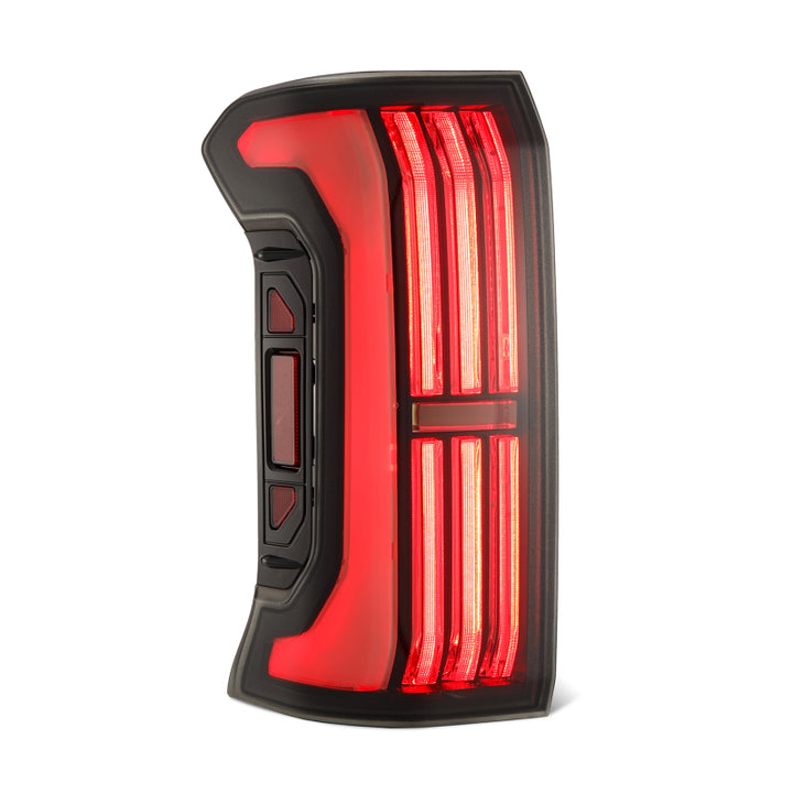 AlphaRex 24-25 Toyota Tacoma NOVA-Series LED Prismatic Tail Lights - Alpha-Black - Bull Strap