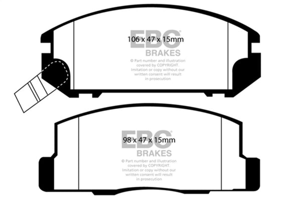 EBC 99-02 Toyota MR2 1.8 Redstuff Rear Brake Pads - Bull Strap