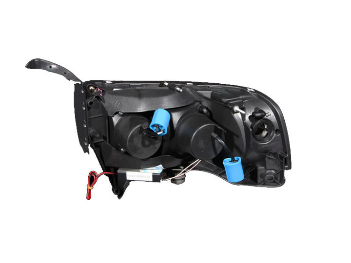 ANZO 1994-2001 Dodge Ram Projector Headlights w/ Halo Black - Bull Strap