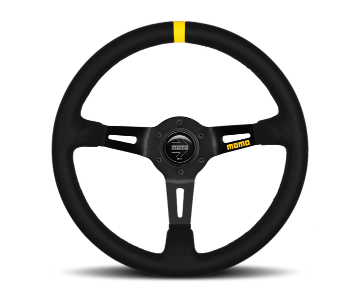 Momo MOD08 Steering Wheel 350 mm -  Black Suede/Black Spokes/1 Stripe - Bull Strap