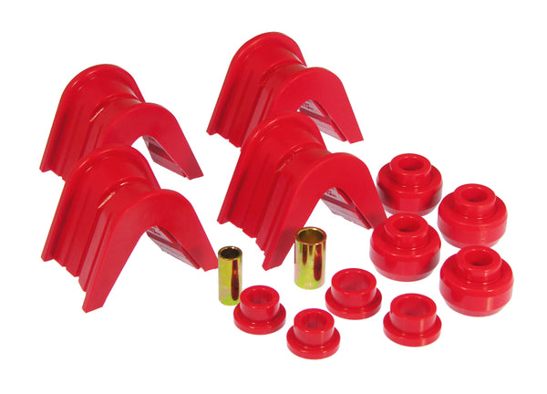 Prothane 66-79 Ford Trucks 14-Piece Bushing Set - 7deg Offset - Red - Bull Strap