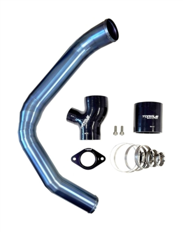 Torque Solution 15-21 Subaru WRX Top Mount Charge Pipe - Titanium Burnt Blue - Bull Strap