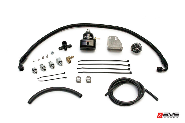 AMS Performance 08-15 Mitsubishi EVO X Fuel Pressure Regulator Kit - Black - Bull Strap