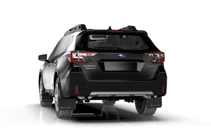 Rally Armor 20-25 Subaru Outback Black UR Mud Flap w/White Logo - Bull Strap