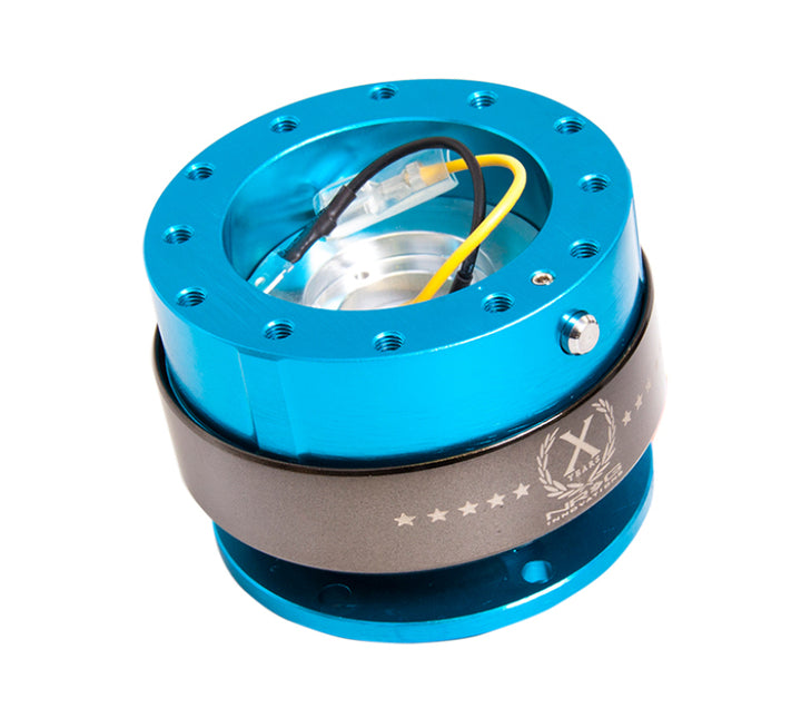 NRG Quick Release Gen 2.0 - New Blue Body / Titanium Chrome Ring - Bull Strap