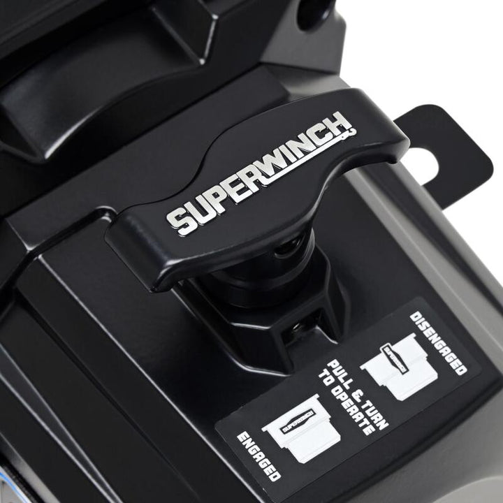 Superwinch 10000 LBS 12V DC 3/8in x 80ft Synthetic Rope SX10SR Winch - Semi Gloss Black - Bull Strap