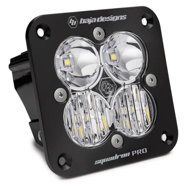 Baja Designs Squadron Pro Driving/Combo Pattern Flush Mount Black LED Light Pod - Clear - Bull Strap