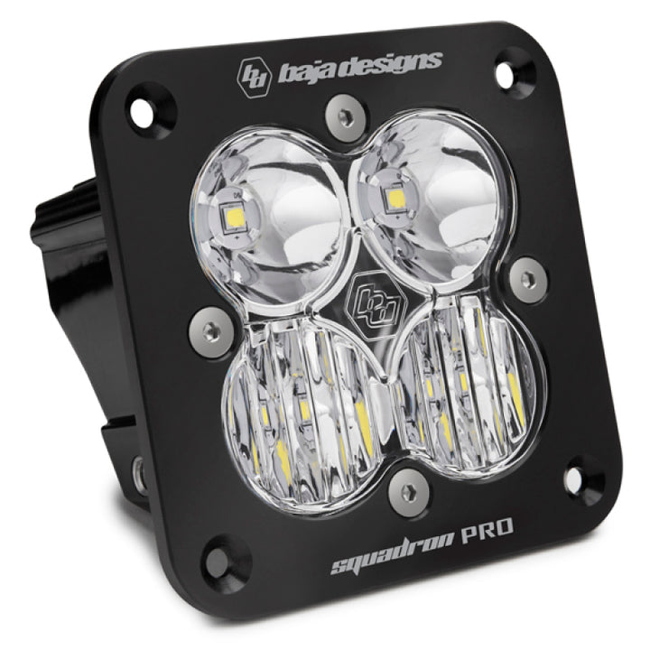 Baja Designs Squadron Pro Driving/Combo Pattern Flush Mount Black LED Light Pod - Clear - Bull Strap