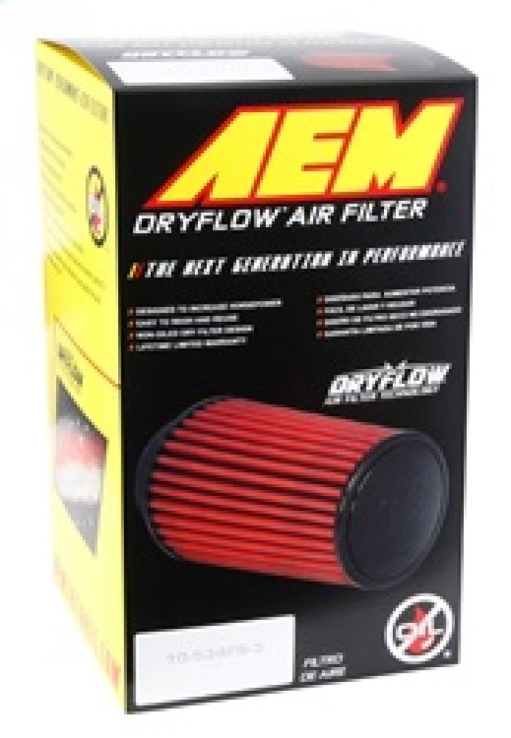 AEM 2.75in Flange ID x 6.25in Base OD x 7in H Dryflow Conical Air Filter - Bull Strap