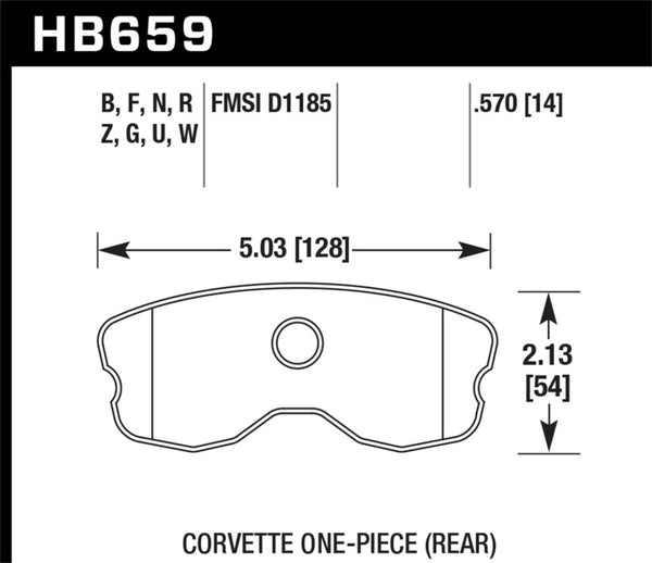 Hawk 06-13 Chevrolet Corvette Z06 DTC-30 Race Rear Brake Pads (One Piece) - Bull Strap
