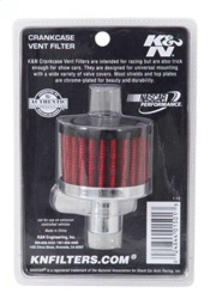 K&N Steel Base Crankcase Vent Filter .75in Vent OD x 2in OD x 1.5in Height - Bull Strap