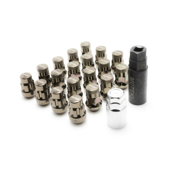 Wheel Mate Muteki SR35 Close End Lug Nuts w/ Lock Set - Chrome 12x1.50 35mm - Bull Strap