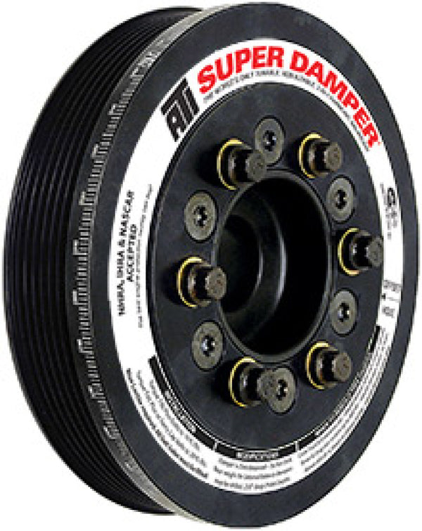ATI Damper - 6.325in - Steel - Ford SB V8 - 34.0 Ext Bal 302 HO - 4 Bolt - 4in Long - B Timing - Bull Strap