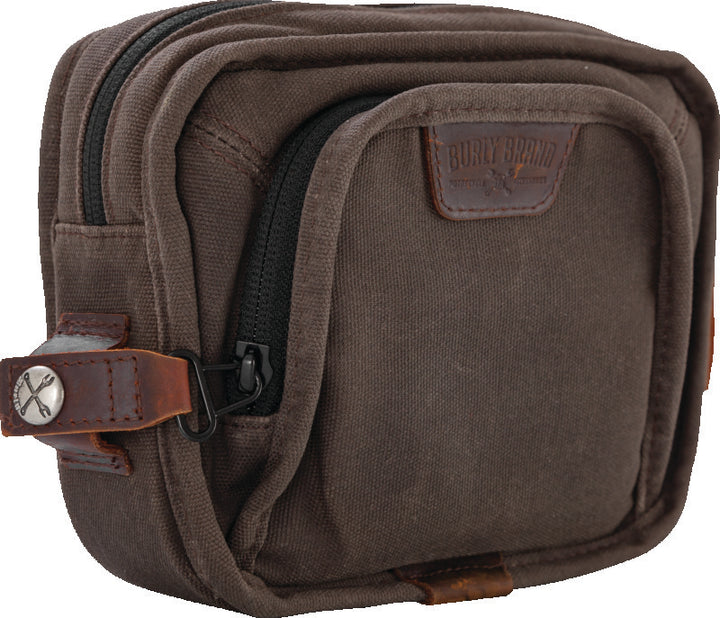 Burly Brand Handlebar Bag - Dark Oak - Bull Strap