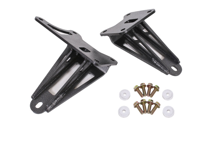 BMR 11-17 S197 Mustang Motor Mount Brackets - Black Hammertone - Bull Strap