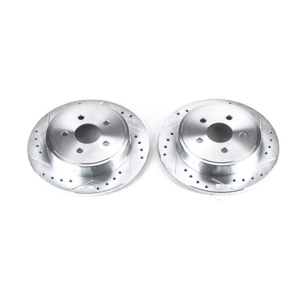 Power Stop 03-07 Chrysler PT Cruiser Rear Evolution Drilled & Slotted Rotors - Pair - Bull Strap