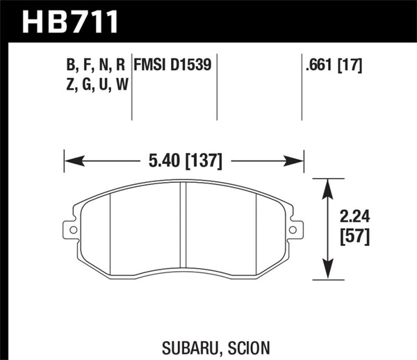 Hawk 13 Subaru BRZ / 13 Scion FR-S HPS Front Street Brake Pads - Bull Strap