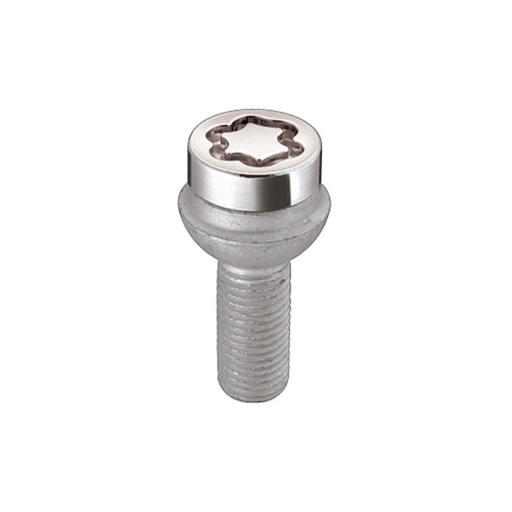 McGard Wheel Lock Bolt Set - 4pk. (Radius Seat) M14X1.5 / 17mm Hex / 27.0mm Shank Length - Chrome - Bull Strap