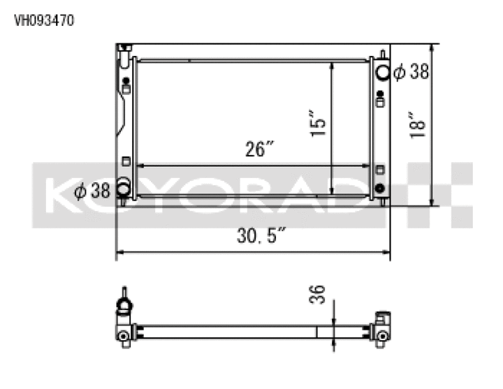 Koyo 17-22 Subaru Impreza 2.0L Non-Turbo / 18-22 Crosstrek 2.0/2.5L Non-Turbo Aluminum Radiator - Bull Strap