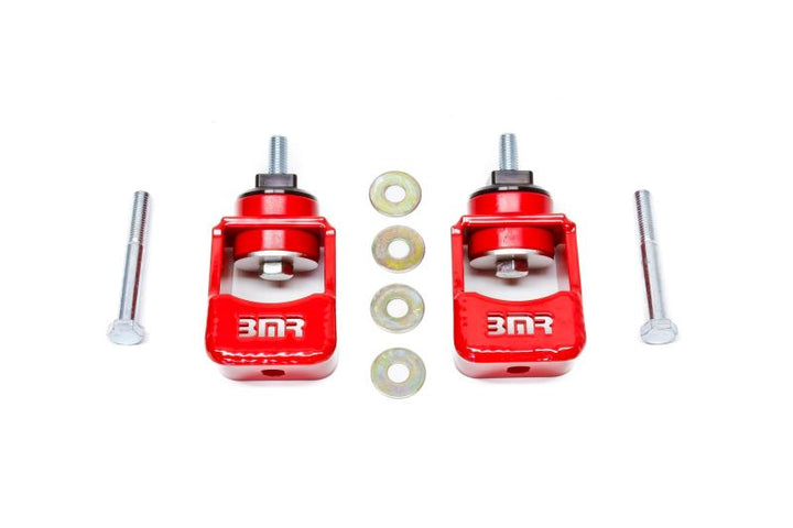BMR 10-15 5th Gen Camaro Motor Mount Kit (Polyurethane) - Red (Spacers Not Included) - Bull Strap