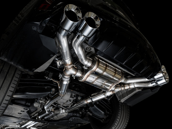 AWE Tuning 2021+ Cadillac CT4-V Blackwing SwitchPath Exhaust - Chrome Silver Tips - Bull Strap