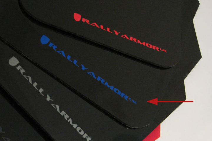 Rally Armor 02-07 Subaru WRX/STI/RS/2.5i (Wagons Req. Mod.) Black UR Mud Flap w/Blue Logo - Bull Strap