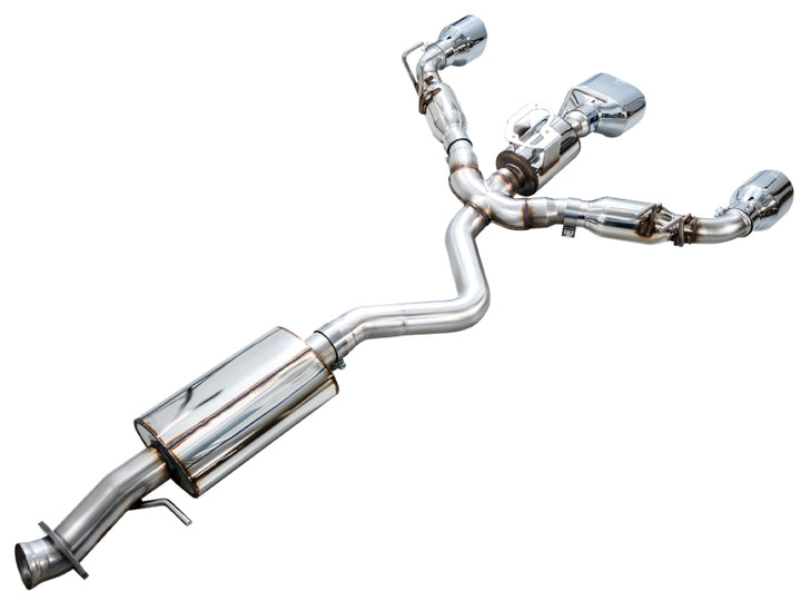 AWE 23-24 Toyota GR Corolla Touring Edition Catback Exhaust - Chrome Silver Tips - Bull Strap