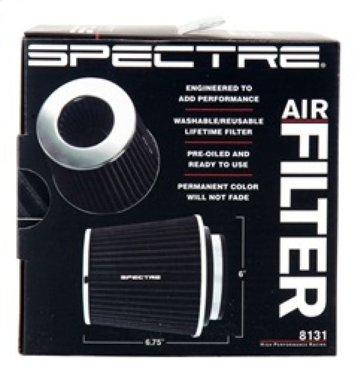 Spectre Adjustable Conical Air Filter 5-1/2in. Tall (Fits 3in. / 3-1/2in. / 4in. Tubes) - Black - Bull Strap