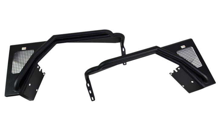 Fishbone Offroad 97-06 Jeep Wrangler TJ Steel Tube Fenders Front 3In Flare - Blk Textured Powdercoat - Bull Strap