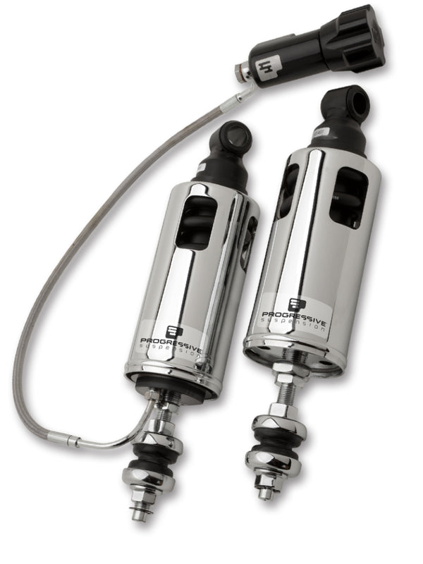 Progressive 00-17 Harley Softail 422 Series Shocks w/RAP Heavy Duty - Chrome - Bull Strap