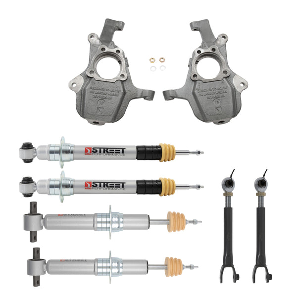 Belltech 21+ GM SUV SWB ONLY Front and Rear Lowering Kit w/ Street Performance Struts - Bull Strap