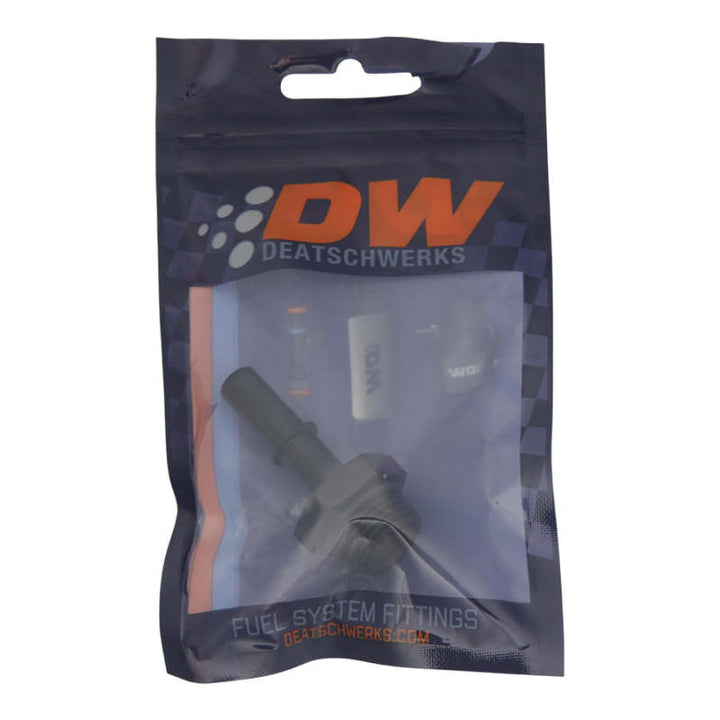 DeatschWerks 8AN ORB Male to 3/8in Male EFI Quick Connect Adapter - Anodized Matte Black - Bull Strap