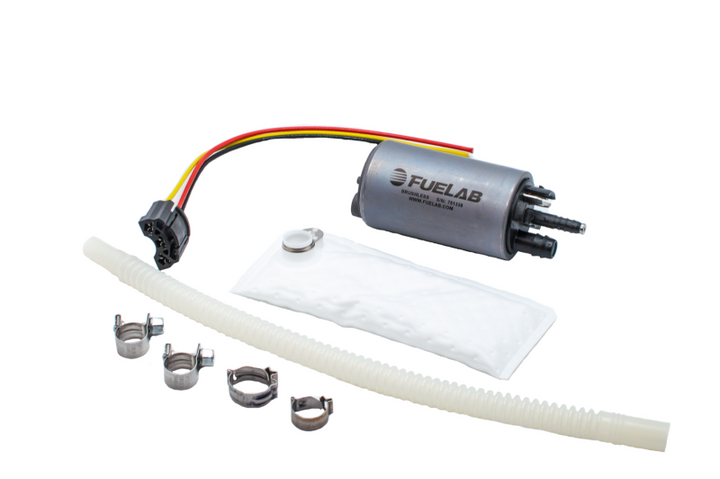 Fuelab 496 In-Tank Brushless Fuel Pump w/9mm Barb & 6mm Barb Siphon - 500 LPH - Bull Strap