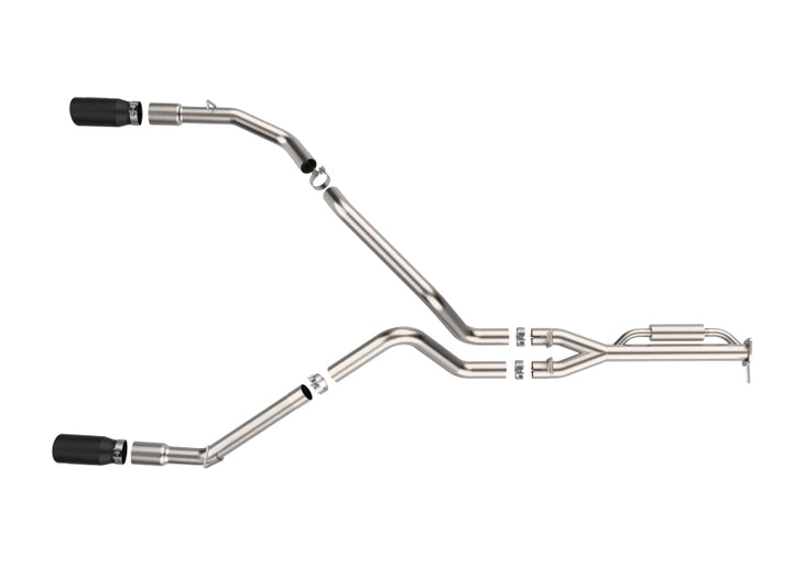 aFe 21-24 Ford F-150 Vulcan Series 3 IN to 3-1/2 IN Stainless Steel Cat-Back Exhaust System - Black - Bull Strap