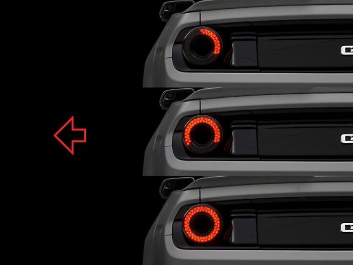 Raxiom 15-22 Ford Mustang Halo LED Tail Lights - Gloss Black Housing (Smoked Lens) - Bull Strap