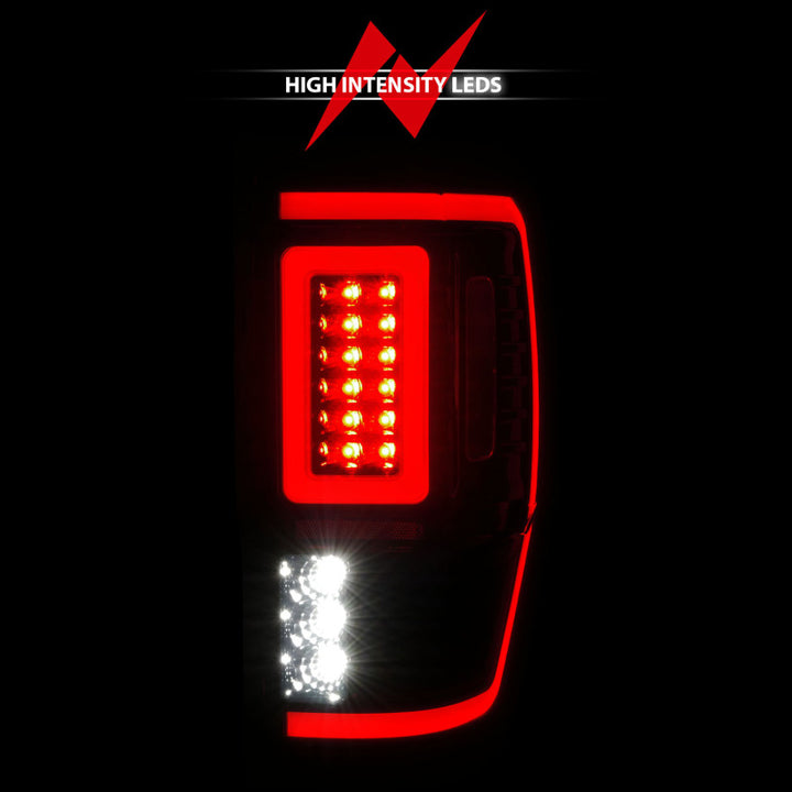 ANZO 19-22 Ford Ranger Full LED Taillights w/ Lightbar Sequential Signal Black Housing/Smoke Lens - Bull Strap