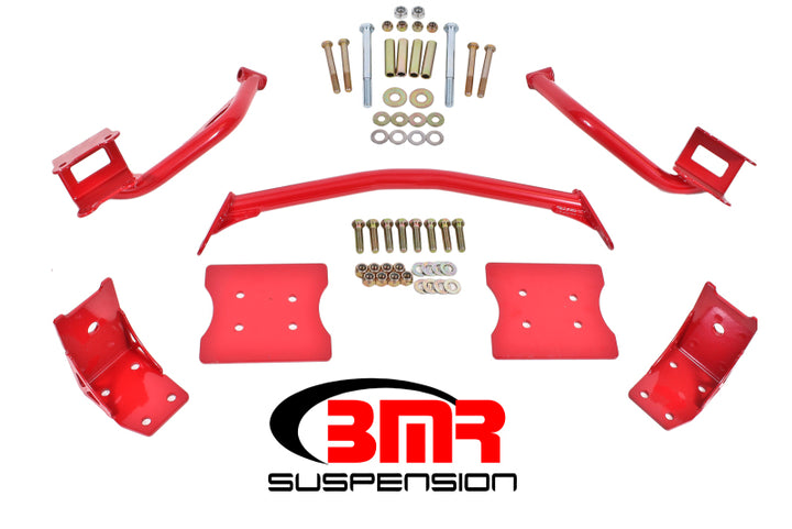 BMR 79-04 Fox Mustang Torque Box Reinforcement Plate Kit(TBR005R And TBR003R) - Red - Bull Strap