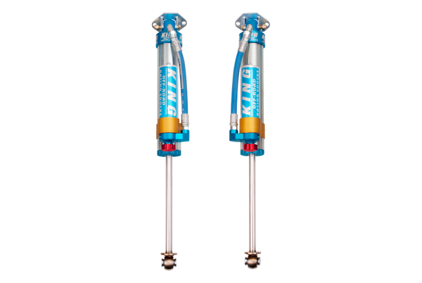 King Shocks 07-18 Jeep Wrangler JK Rear 2.5 Dia Piggy Hose Res Shocks 3-5in Lift w/Adjuster (Pair) - Bull Strap