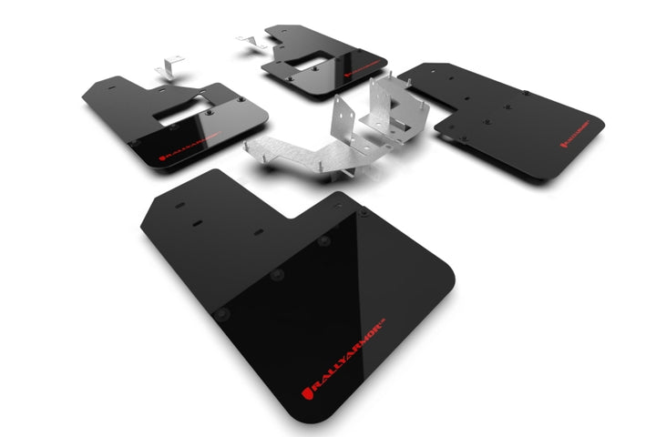 Rally Armor 21-25 Ford Bronco (Plstc Bmpr + RB - NO Rptr/Sprt) Blk Mud Flap w/Red Logo - Bull Strap