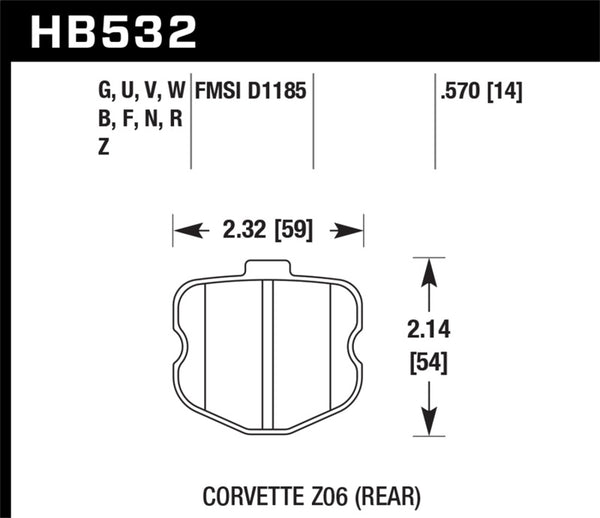 Hawk 06-10 Chevy Corvette (OEM Pad Design) Rear Performance Ceramic Sreet Brake Pads - Bull Strap