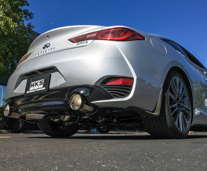 HKS 2017 Infiniti Q60 (RWD) Dual Hi-Power Titanium Tip Catback Exhaust - Bull Strap