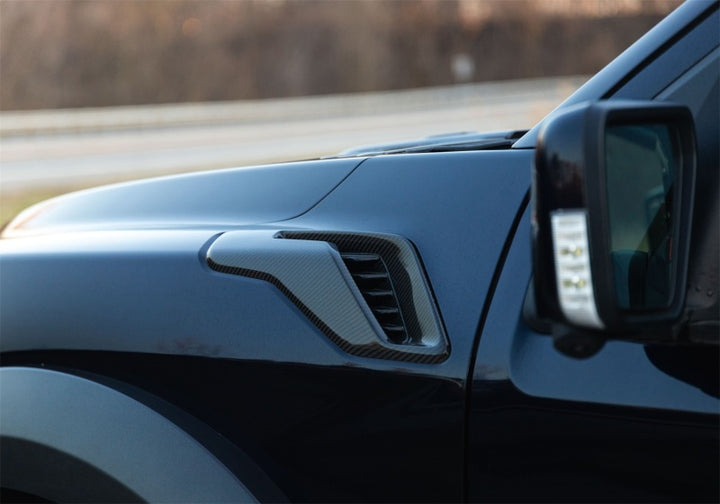 Ford Racing 21-24 F-150 Raptor Carbon Fiber Fender Vent Set - Gloss - Bull Strap