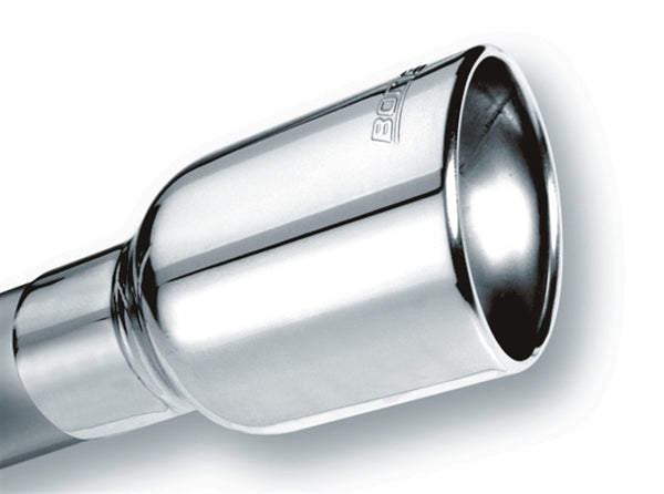 Borla Universal Polished Tip Single Round Rolled Angle-Cut w/Clamp (inlet 2 1/2in. Outlet 4 x 4in) * - Bull Strap