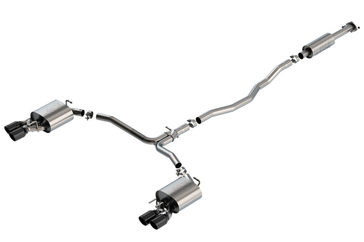 Borla 18-20 Toyota Camry XSE 3.5in Tip Dual Split Rear Exit Cat Back S-Type Exhaust Black Chrome - Bull Strap