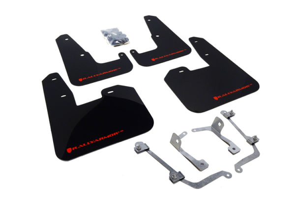 Rally Armor 08-11 Subaru STI (Hatch Only) / 11-14 WRX (Hatch Only) Black UR Mud Flap w/Red Logo - Bull Strap