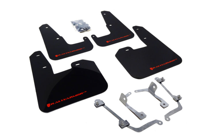Rally Armor 08-11 Subaru STI (Hatch Only) / 11-14 WRX (Hatch Only) Black UR Mud Flap w/Red Logo - Bull Strap