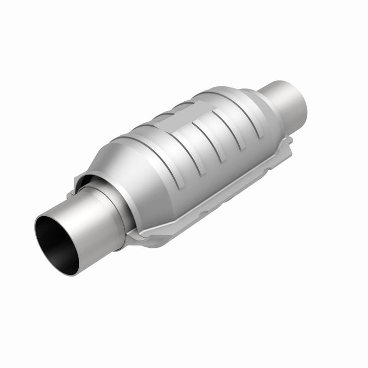 MagnaFlow Conv Univ 2in Inlet/Outlet Ctr/Ctr Round 9in Body L x 5.125in W x 13in Overall L 49 State - Bull Strap