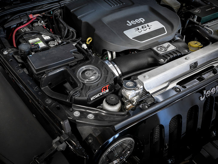 aFe Momentum GT Pro DRY S Cold Air Intake System 12-18 Jeep Wrangler JK V6 3.6L - Bull Strap